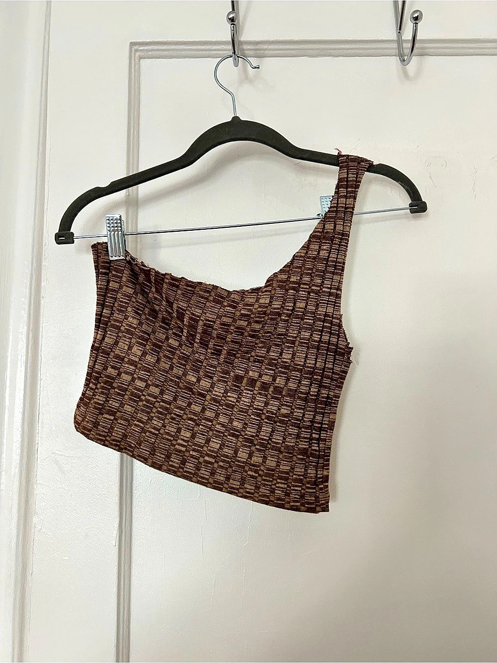 Brown Geometric Crop Top